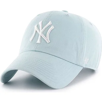 47 Brand Curved Brim New York Yankees MLB Clean Up Light Blue Cap