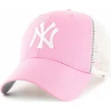 lippikset-kaareva-rekka-vaaleanpunainen-snapback-new-york-yankees-mlb-47-brand