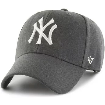 47 Brand Curved Brim New York Yankees MLB MVP Dark Grey Snapback Cap