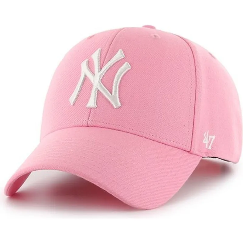 lippikset-kaareva-vaaleanpunainen-snapback-new-york-yankees-mlb-47-brand