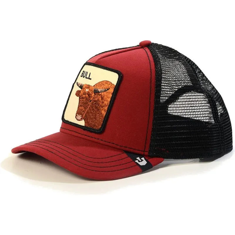 lippikset-kaareva-rekka-punainen-snapback-bull-the-farm-goorin-bros