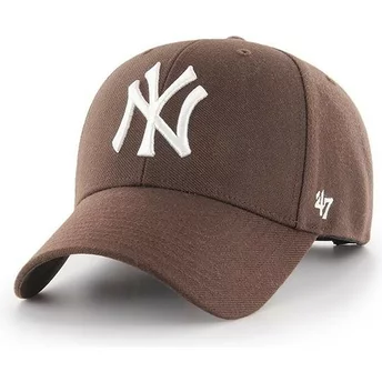 47 Brand Curved Brim New York Yankees MLB MVP Brown Snapback Cap