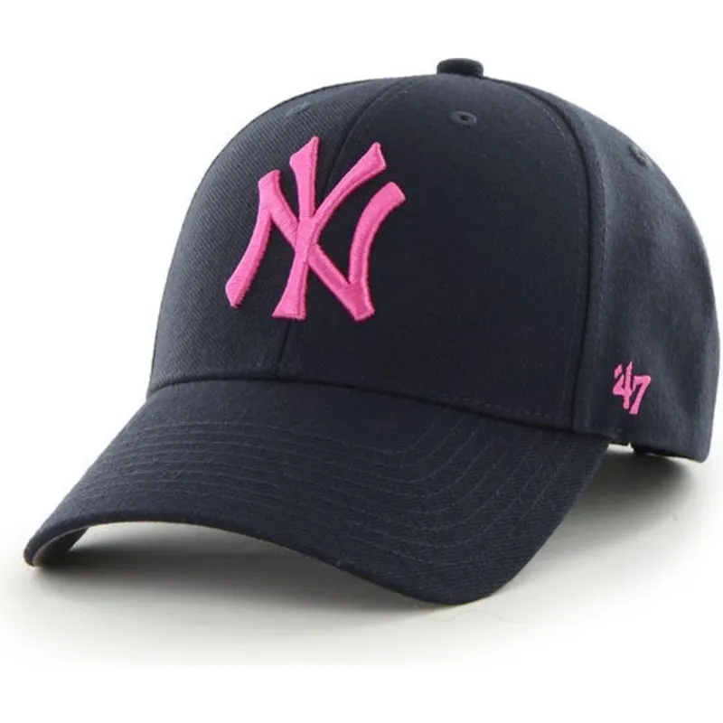 lippikset-kaareva-laivastonsininen-saadettava-nauha-rosa-new-york-yankees-mlb-47-brand
