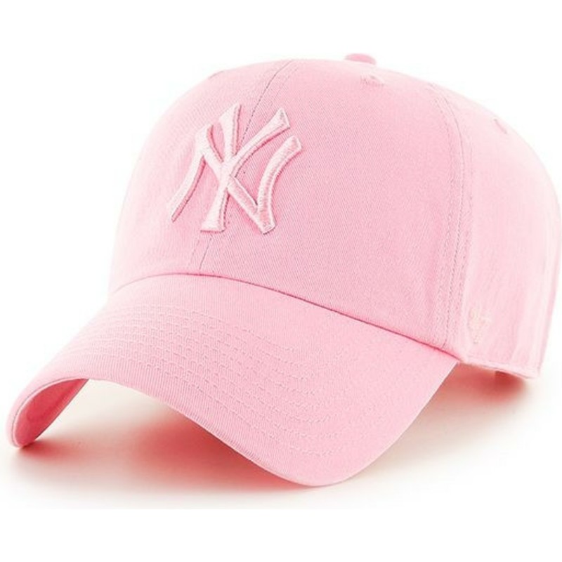 47-brand-curved-brim-pink-logo-new-york-yankees-mlb-clean-up-pink-cap