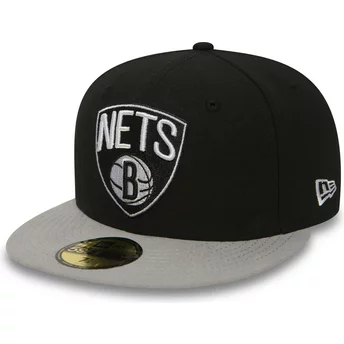New Era Flat Brim 59FIFTY Essential Brooklyn Nets NBA Black Fitted Cap