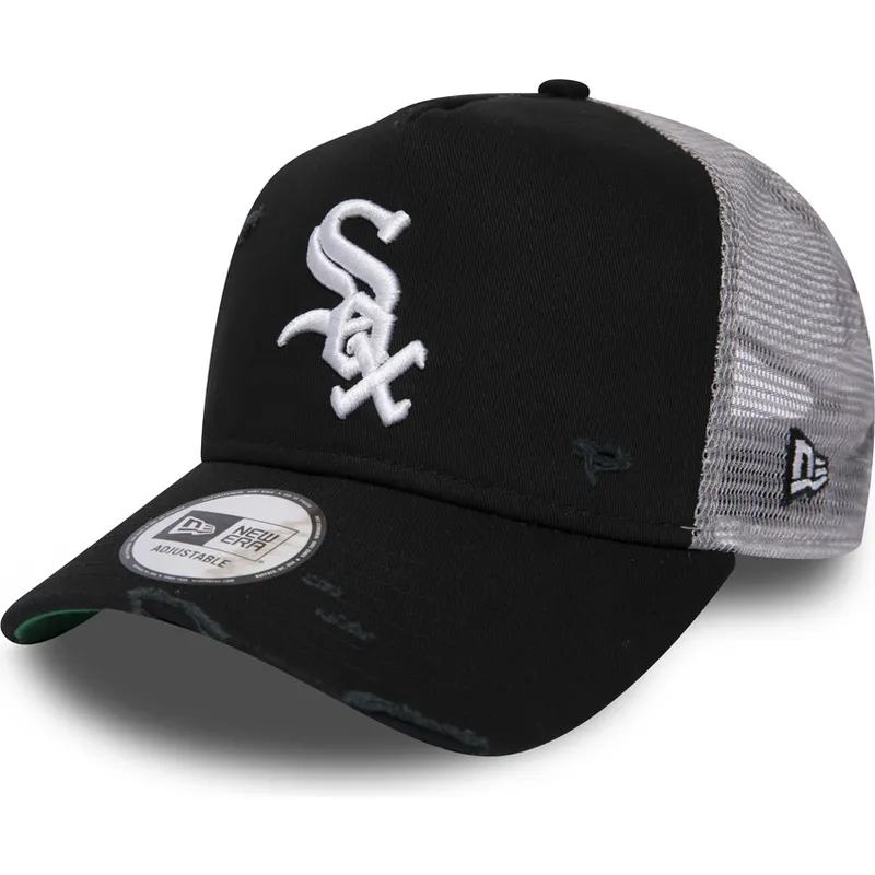 lippikset-kaareva-rekka-musta-snapback-distressed-a-frame-chicago-white-sox-mlb-new-era