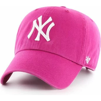 47 Brand Curved Brim New York Yankees MLB Clean Up Orchid Pink Cap