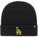 47-brand-gold-logo-los-angeles-dodgers-mlb-cuff-knit-metallic-black-beanie