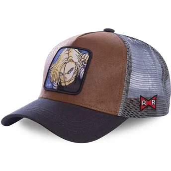lippikset-kaareva-rekka-ruskea-snapback-androide-c18a-c-18-dragon-ball-capslab