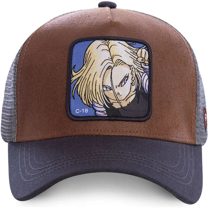lippikset-kaareva-rekka-ruskea-snapback-androide-c18a-c-18-dragon-ball-capslab