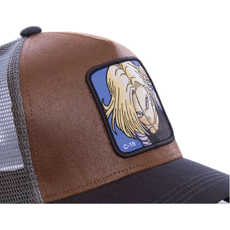 lippikset-kaareva-rekka-ruskea-snapback-androide-c18a-c-18-dragon-ball-capslab