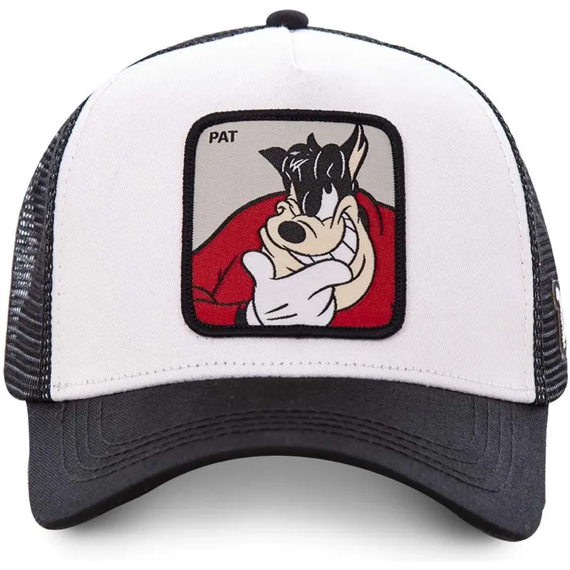 lippikset-kaareva-rekka-valkoinen-snapback-pet2-puujalka-pete-disney-capslab