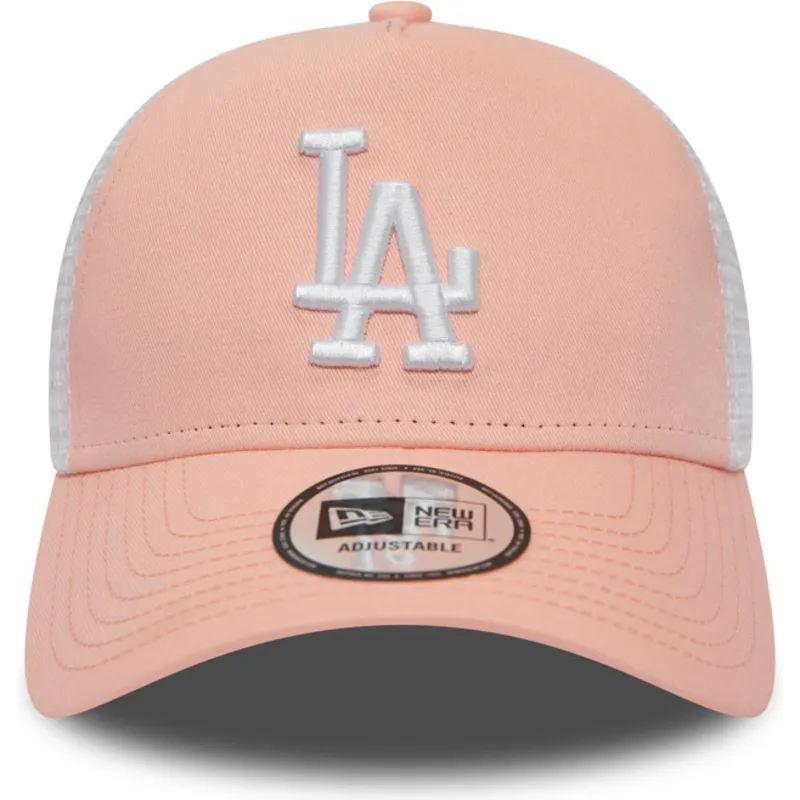 lippikset-kaareva-rekka-vaaleanpunainen-snapback-league-essential-a-frame-los-angeles-dodgers-mlb-new-era