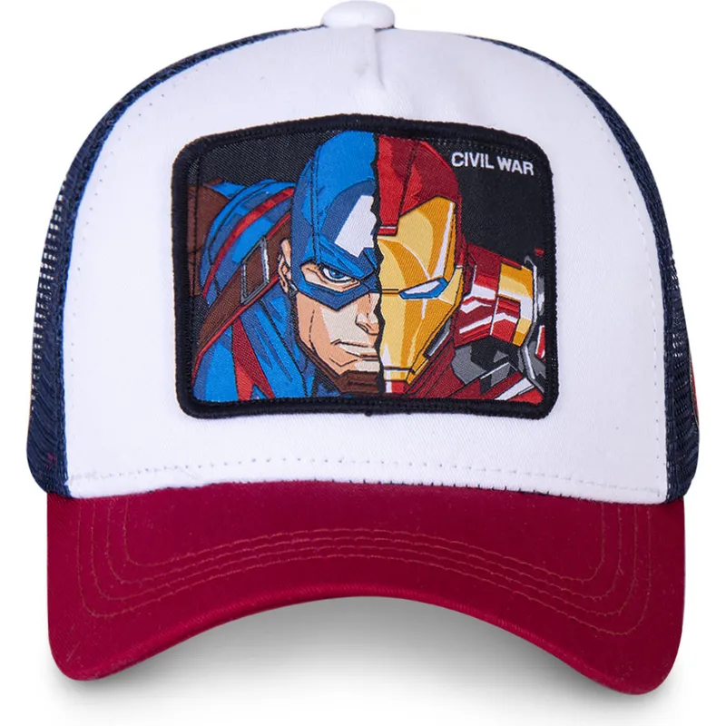 lippikset-kaareva-rekka-valkoinen-snapback-civil-war-war1-captain-america-ja-iron-man-marvel-comics-capslab