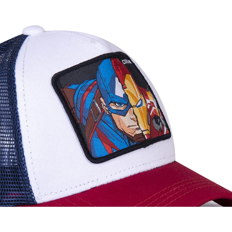 lippikset-kaareva-rekka-valkoinen-snapback-civil-war-war1-captain-america-ja-iron-man-marvel-comics-capslab