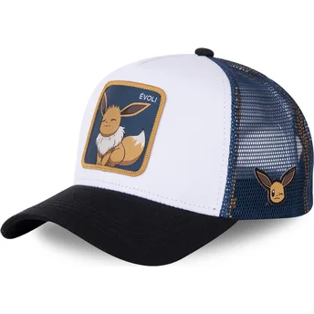lippikset-kaareva-rekka-valkoinen-snapback-evo3-eevee-pokemon-capslab