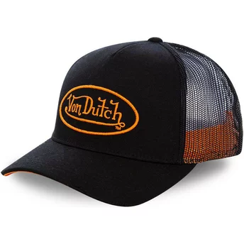 Von Dutch Orange Logo NEO ORA Black Trucker Hat