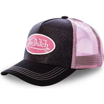 Von Dutch FLAK BLA Black and Pink Trucker Hat