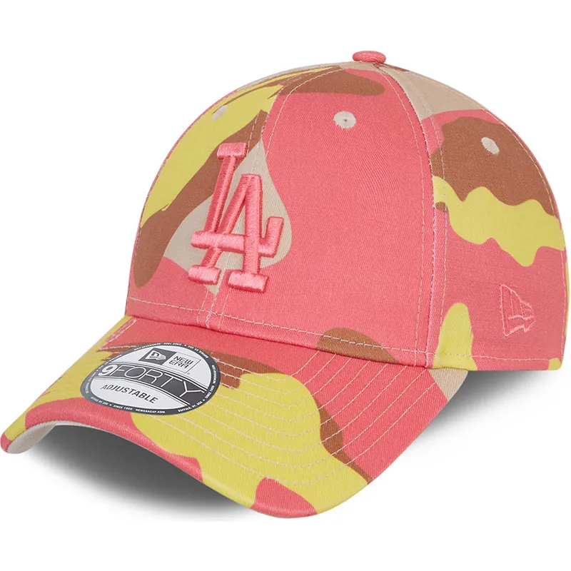 lippikset-kaareva-maastokuvio-saadettava-nauha-rosa-rosa-9forty-los-angeles-dodgers-mlb-new-era