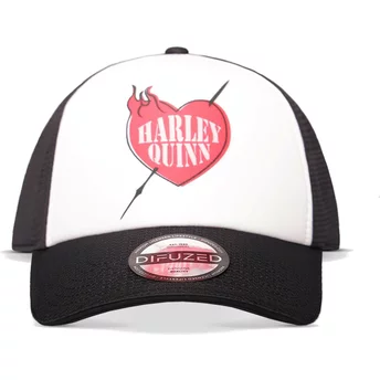 Difuzed Harley Quinn Suicide Squad DC Comics White and Black Adjustable Trucker Hat