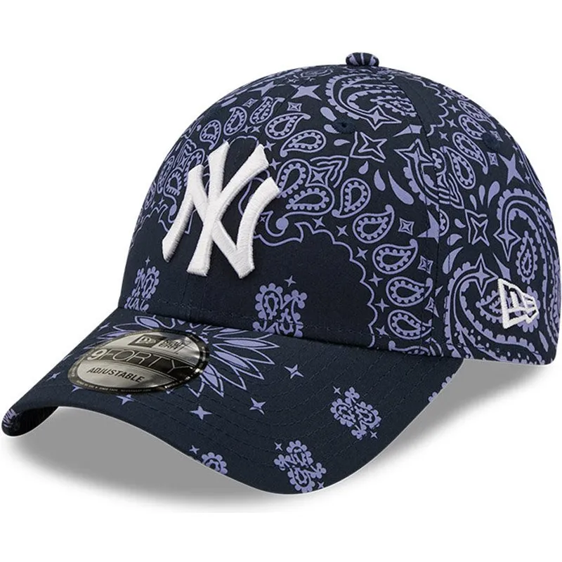 lippikset-kaareva-laivastonsininen-saadettava-nauha-9forty-paisley-print-new-york-yankees-mlb-new-era
