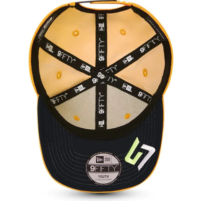 lippikset-kaareva-oranssi-snapback-lapsille-9fifty-stretch-snap-lando-norris-mclaren-racing-formula-1-new-era