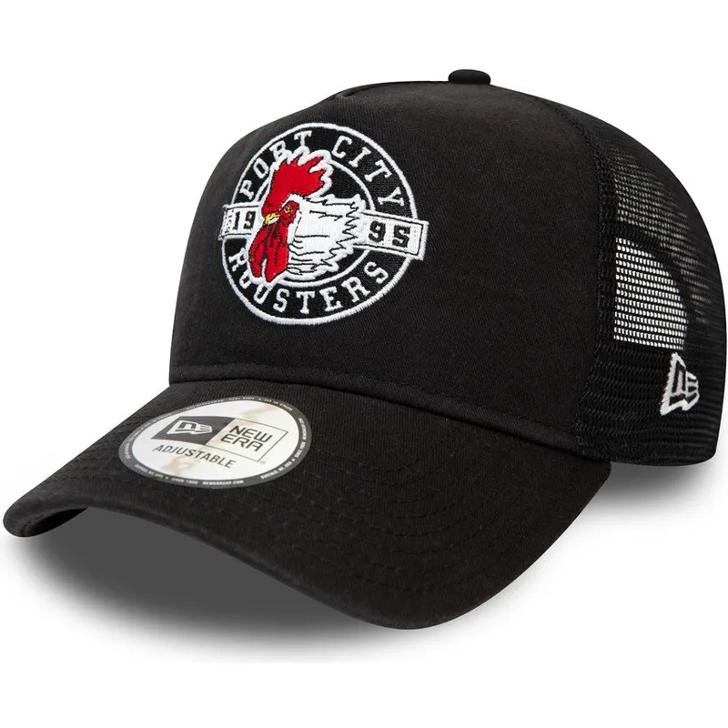 lippikset-kaareva-rekka-musta-snapback-a-frame-port-city-roosters-milb-new-era