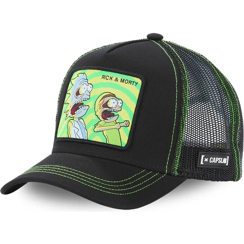 lippikset-kaareva-rekka-musta-snapback-psy2-rick-ja-morty-capslab