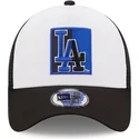 new-era-a-frame-team-patch-los-angeles-dodgers-mlb-white-and-black-trucker-hat
