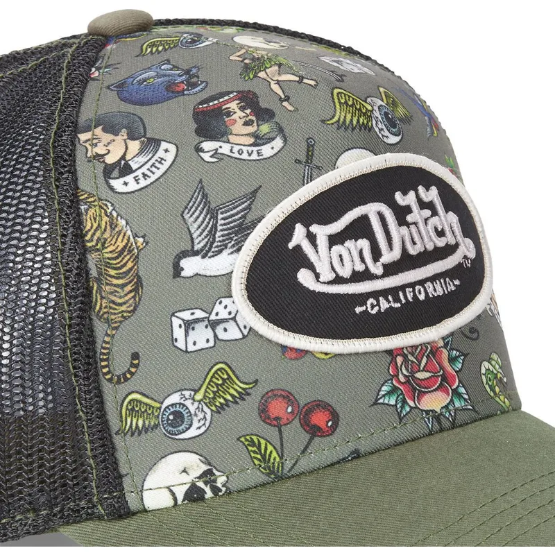 lippikset-kaareva-rekka-vihrea-snapback-tattoo-tat-k-von-dutch