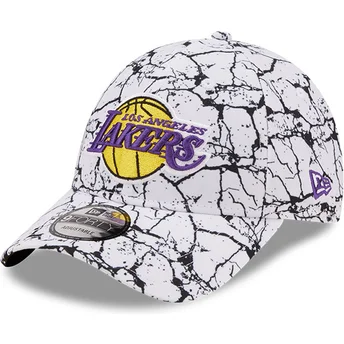 lippikset-kaareva-valkoinen-saadettava-nauha-9forty-marble-los-angeles-lakers-nba-new-era