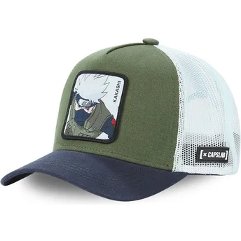 Capslab Kakashi Hatake KAK1 Naruto Green, White and Navy Blue Trucker Hat