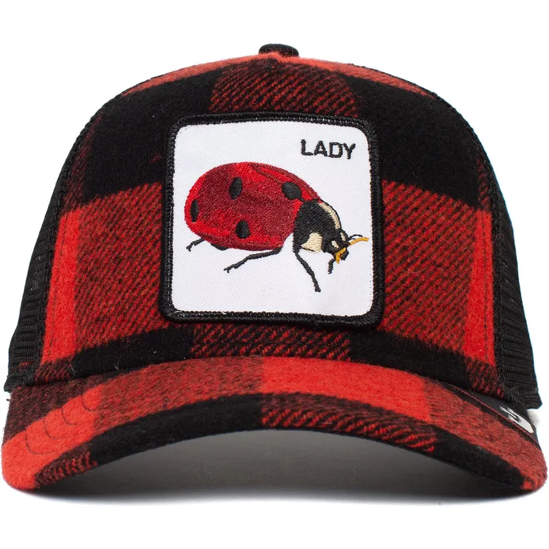 lippikset-kaareva-rekka-punainen-snapback-lady-plaidy-bug-the-farm-goorin-bros