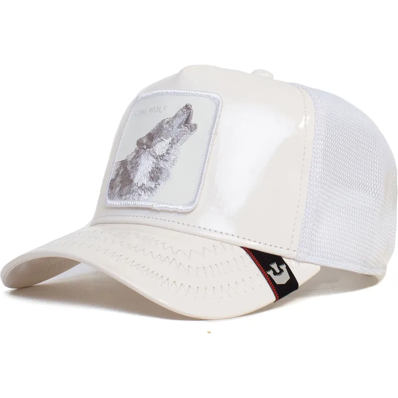 lippikset-kaareva-rekka-valkoinen-snapback-lone-wolf-big-white-patent-leather-the-farm-goorin-bros