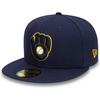 Cap litteä navy blue ajustada 59FIFTY Authentic On Field Milwaukee Brewers MLB New Era