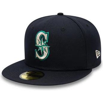 Cap litteä navy blue ajustada 59FIFTY Authentic On Field Seattle Mariners MLB New Era