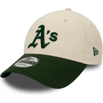 New Era Curved Brim 9FORTY Oakland Athletics MLB Beige and Green Adjustable Cap