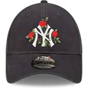 lippikset-kaareva-laivastonsininen-saadettava-nauha-9forty-flower-new-york-yankees-mlb-new-era