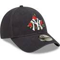 lippikset-kaareva-laivastonsininen-saadettava-nauha-9forty-flower-new-york-yankees-mlb-new-era