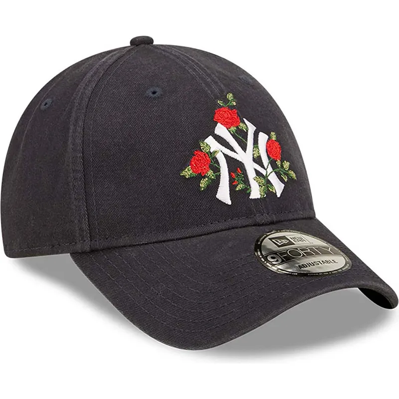 lippikset-kaareva-laivastonsininen-saadettava-nauha-9forty-flower-new-york-yankees-mlb-new-era