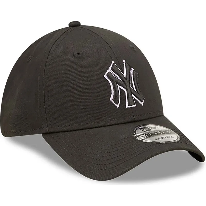 lippikset-kaareva-musta-saadettava-nauha-9forty-team-outline-new-york-yankees-mlb-new-era