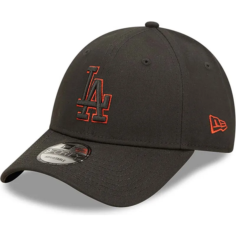 lippikset-kaareva-musta-saadettava-nauha-9forty-team-outline-los-angeles-dodgers-mlb-new-era