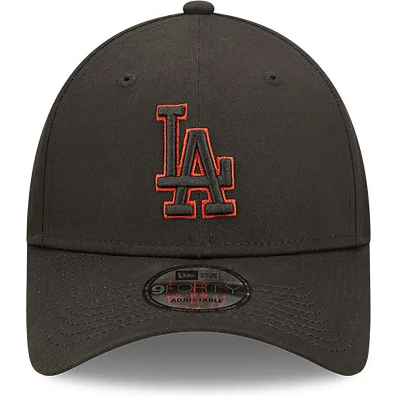 lippikset-kaareva-musta-saadettava-nauha-9forty-team-outline-los-angeles-dodgers-mlb-new-era