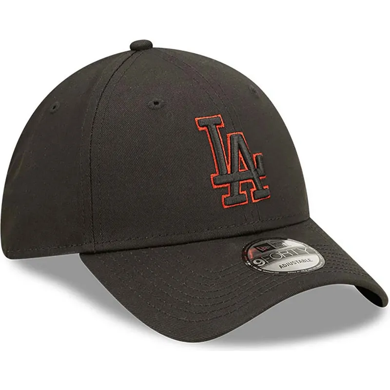 lippikset-kaareva-musta-saadettava-nauha-9forty-team-outline-los-angeles-dodgers-mlb-new-era