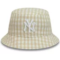new-era-women-tapered-gingham-beige-bucket-hat