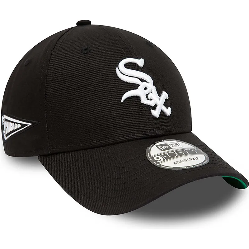 lippikset-kaareva-musta-saadettava-nauha-9forty-team-side-patch-chicago-white-sox-mlb-new-era
