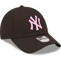 lippikset-kaareva-musta-saadettava-nauha-lapsille-rosa-9forty-league-essential-new-york-yankees-mlb-new-era
