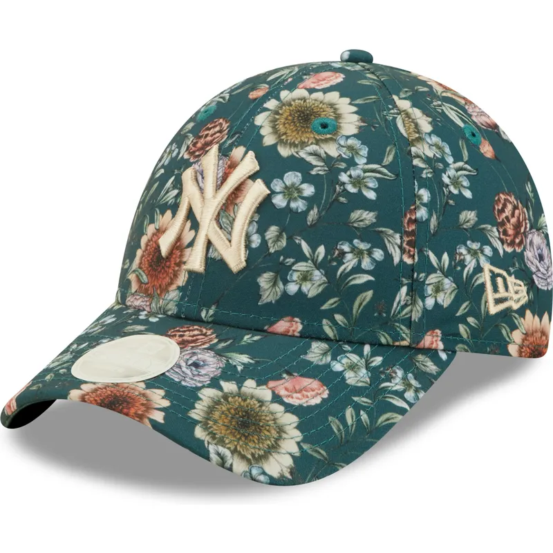 lippikset-kaareva-vihrea-saadettava-nauha-9forty-all-over-print-floral-new-york-yankees-mlb-new-era