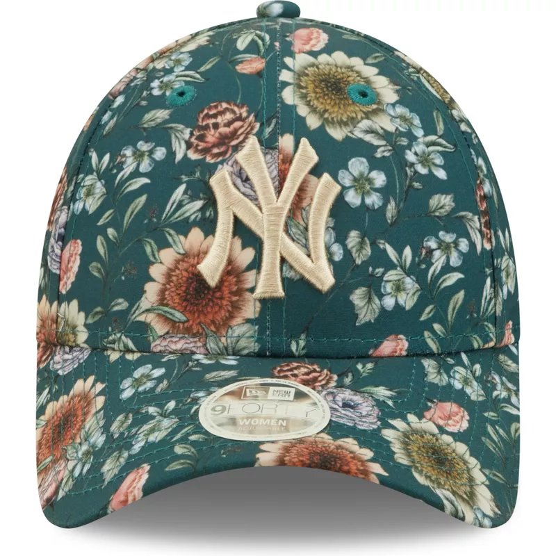 new-era-curved-brim-women-9forty-all-over-print-floral-new-york-yankees-mlb-green-adjustable-cap