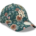 lippikset-kaareva-vihrea-saadettava-nauha-9forty-all-over-print-floral-new-york-yankees-mlb-new-era